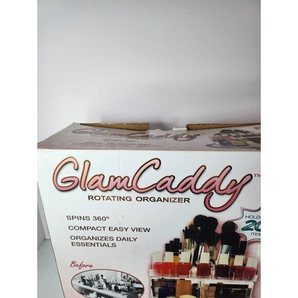 Glam Caddy Rotating Cosmetic Organizer Holds Up To 200 Items Spins 360 Clear NEW - Picture 3 of 6